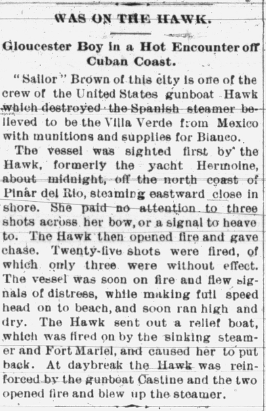 news clipping Sailor Brown 1898