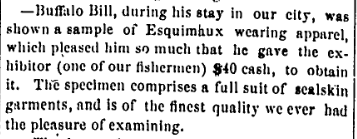 buffalo bill in gloucester news clip 1878