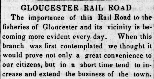Gloucester rail road clipping from 1848