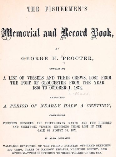 Fishermens memorial book title page 1873