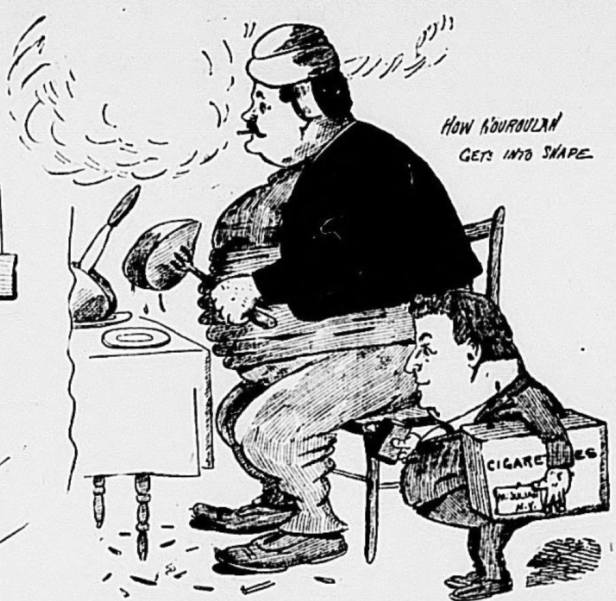 Nouroulah eats steak and smokes cigarettes